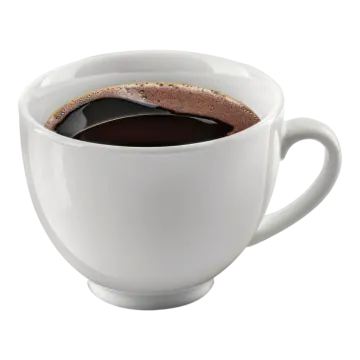 a cup of coffee on a white background