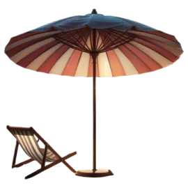 a beach chair and umbrella on a white background
