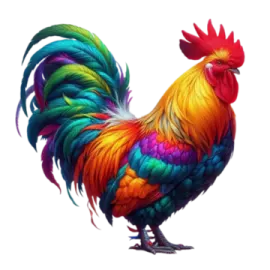 a colorful rooster on a white background