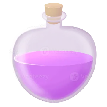 a glass bottle filled with purple liquid