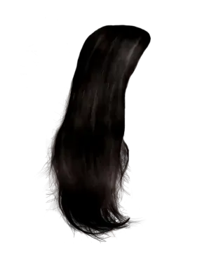 a long black hair on a white background