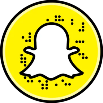 a yellow snap icon with black dots on it
