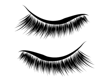 a pair of eyelashes on a white background