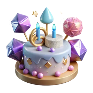 a birthday cake with candles and stars on top
