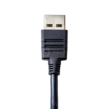 a black usb cable on a white background