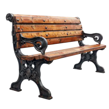 an old wooden bench on a white background