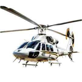 a helicopter is flying in the air