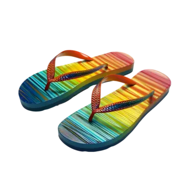 a pair of colorful flip flops
