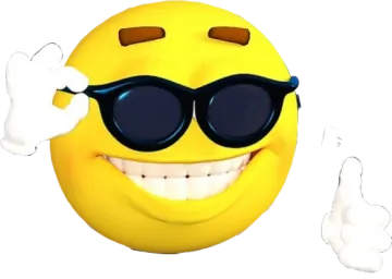 a yellow smiley with sunglasses and thumbs up