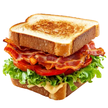 a sandwich with bacon, tomato and lete