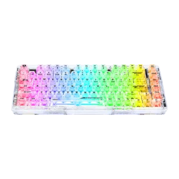 a computer keyboard with a rainbow colored keyboard cover