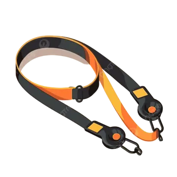 an orange and black leash with a black handle