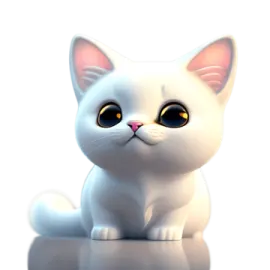 a white cat sitting on top of a table