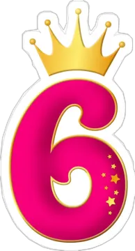 the number six with a crown on top