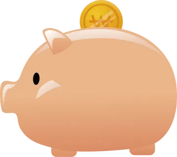 a piggy with a coin on top of it