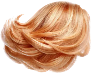 a woman's head with long blonde hair