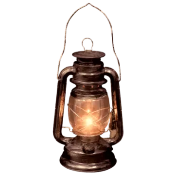 an old fashioned lantern with a light on it