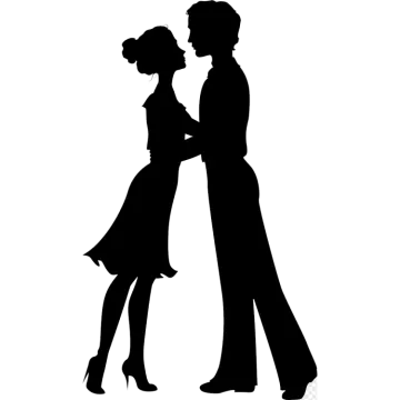 a silhouette of a man and woman dancing