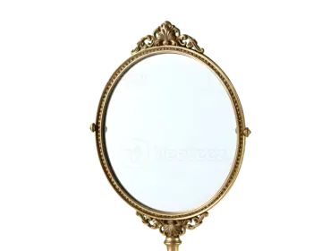 an antique style mirror on a white background