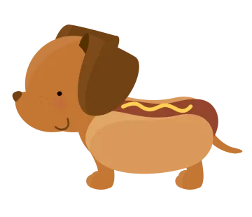 a dog with a hot dog on it's back