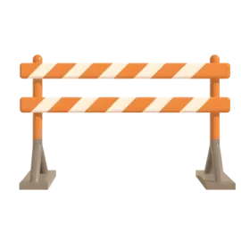 a barrier with orange and white stripes