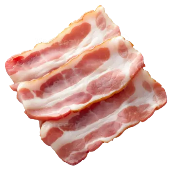 three slices of bacon on a white background