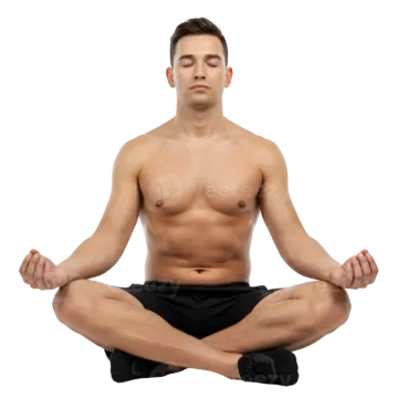 a man is sitting in the lotus position