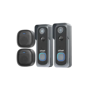 an image of a pair of logx wireless video doorbells