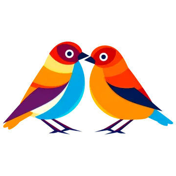 two colorful birds on a white background