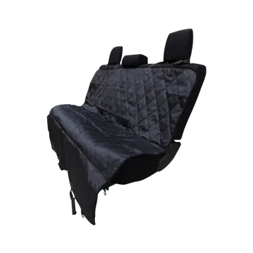 a black car seat cover on a white background