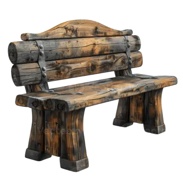 a wooden bench on a white background