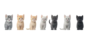 a group of kittens sitting in a row