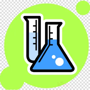 a test tube with a blue liquid in it on a green background
