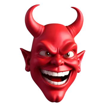 a red devil mask on a white background