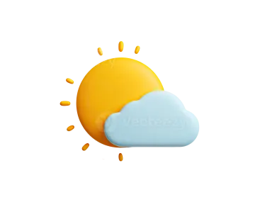 a weather icon with the sun and clouds