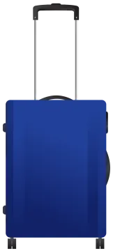 a blue suitcase with wheels