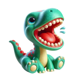 a toy dinosaur with its mouth open