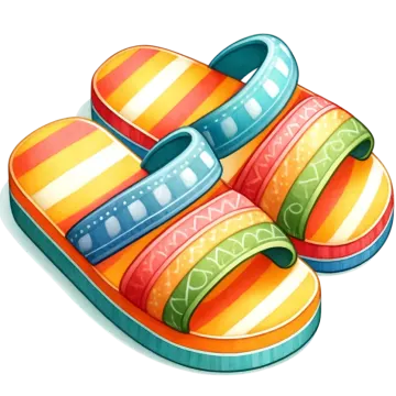 a pair of colorful flip flops