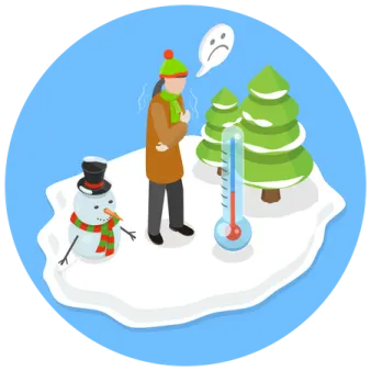 a person standing in front of a snowman