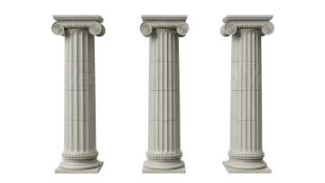 a set of three white marble columns