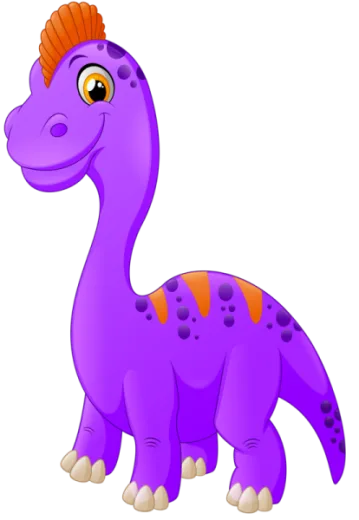 a purple dinosaur with orange spots