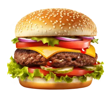 a hamburger on a white background