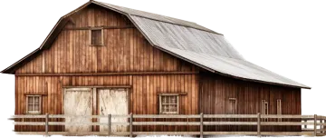 an old barn on a white background