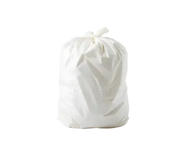 a white bag with a draws on it