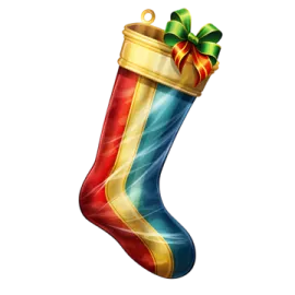 a colorful christmas stocking with a bow