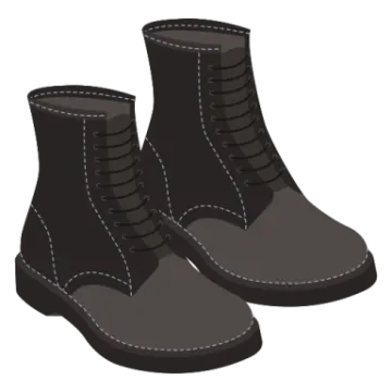a pair of black boots with blue stitching