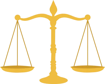 a balance scale on a white background
