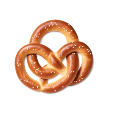 two pretzes with sesame on a white background