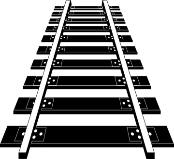 a black and white image of a train track