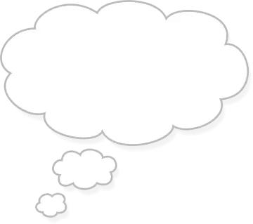 a white thought bubble with a small cloud above it